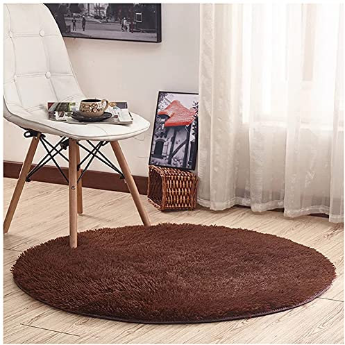 Teppich Wölkchen Hochflor-Plüsch-Teppich I Bettvorleger Sofa Matte I Wohnzimmer Kinderzimmer Schlafzimmer Flur Läufer I rutschfeste Unterseite I Rund,Kaffee,80CM