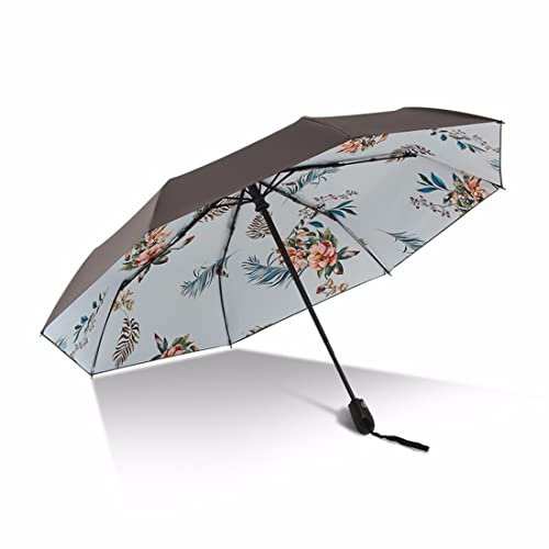 Camellia Automatisch Öffnen Reise Sonnenschirm, UPF 50+, UV-Schutz, Faltschirm, regenbeständig, leicht Sonnenschirm, blau
