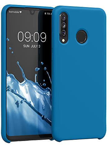 kwmobile Handyhülle für Huawei P30 Lite Hülle - Case Silikon - Kabelloses Laden - Schutzhülle Cover in Karibikblau