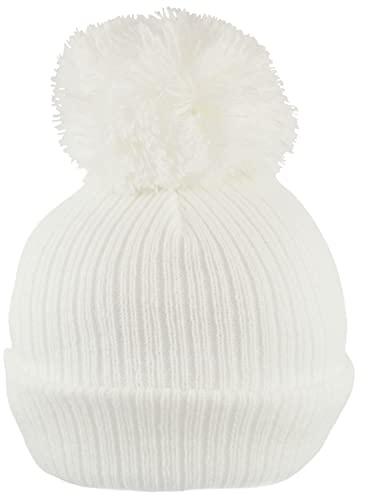 Faith & Sarah Kids Baby Pom Pom Hat Boy Girl - Fleece Lined Beanie Cap- Knitted Baby Bobble Hats