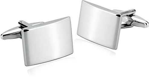 Whoiy Manschettenknöpfen Herren Silber, Gravur Manschettenknöpfe Edelstahl Silber Rechteck für Männer Kostenlose Gravur mit Geschenkbox
