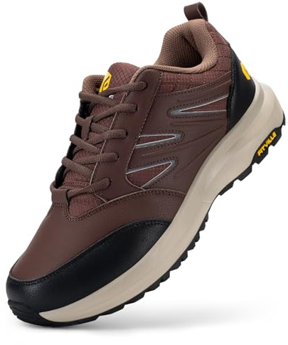 FitVille Extra weit Wanderschuhe Herren Wasserdicht Wanderhalbschuhe rutschfest Trekkingschuhe für alle Wetterbedingungen Outdoor Schuhe mit Fußgewölbestütze Braun 44 EU Weit