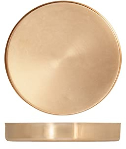 H&H Vassoio in Acciaio Inox Tondo, Colore Oro, 32cm