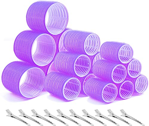 Thrilez 28xJumbo-Lockenwickler mit Clips, große Lockenwickler mit 3 verschiedenen Größen, 63 mm, 44 mm, 35 mm (6 kleine, 6 mittelgroße, 6 große) Haarroller für langes, Zuhause, DIY Haarschmuck