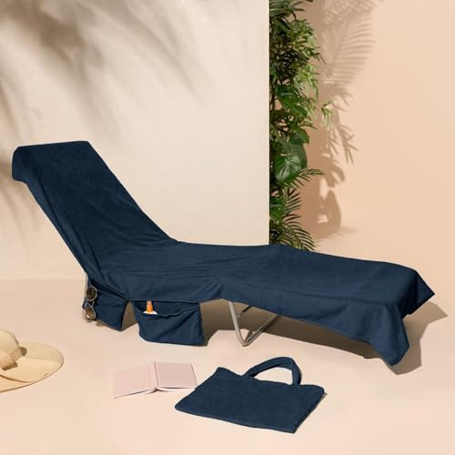 Brentfords Handtuch für Sonnenliege Tasche Mikrofaser Schnelltrocknendes, Marineblau 215 x 75 cm