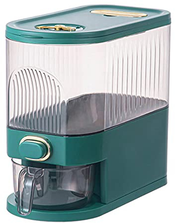 Jildouf Reisspender, versiegelter Getreidebehälter mit Messbecher, versiegelter Reisbehälter mit Zeitzeiger, Abnehmbarer Deckel, Reisbehälter für Arbeitsplatten, Utensilienregale, Kühlschrank