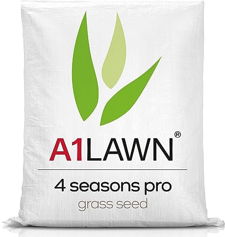 A1 Lawn, 4 Seasons Pro Grass Seed - Durable, Hard-Wearing, Sports Quality Lawn Seed with Year-Round Germination, DEFRA Approved, 20kg