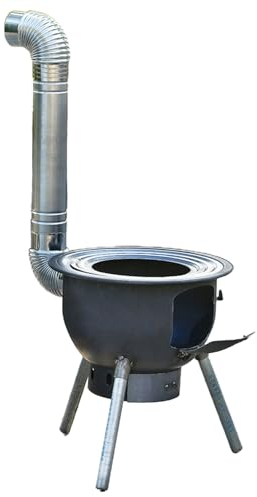 GUAWJRZDP Estufa de Lena Interior, Cocina de Leña, con Tubo de Chimenea, Soporte extraíble, 2 a 3 Personas for Cocinar, Calentador de Emergencia, for Acampar, Picnic, Barbacoa (Color : Top Diameter 4