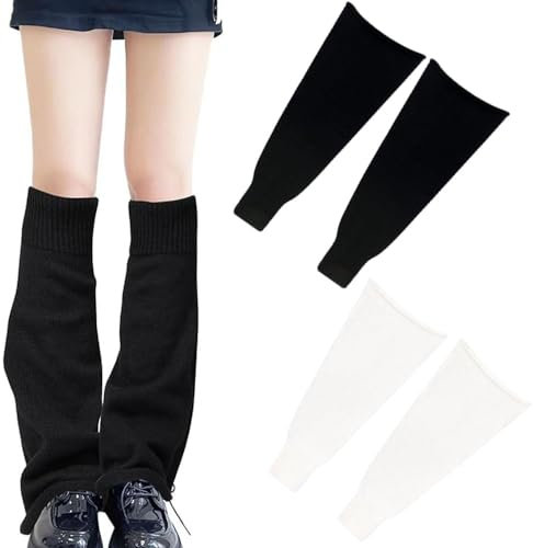 jenniehome 2 Paar Stulpen Damen Beinstulpen Langer Leg Warmers Winter Beinstulpen Stulpen für Damen Lolita Stulpensocken Stulpen für Schlittschuhe, Stricken Legwarmers Winterwärmer