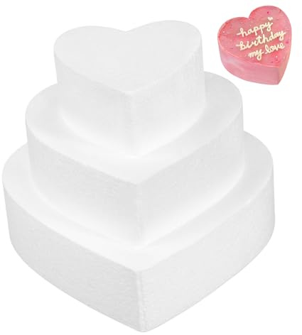 Abaodam Herzförmige Styropor Tortenattrappe 8X7X2 Zoll Weißer Schaumkuchen Dummy Für Kuchenmodellierung Backen Übung Und Party Dekoration
