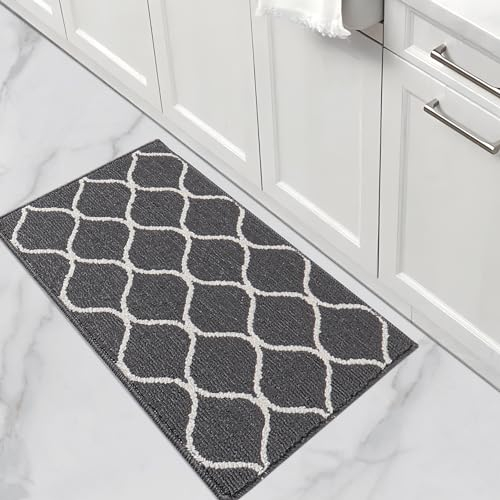 COSY HOMEER Alfombra Cocina Lavable Antideslizante, 50 x 80 cm, Tapete Cozinha Impermeable con Absorción de Agua, Lavable a Máquina, Ideal para Alfombras de Pasillo y Cocina, Gris