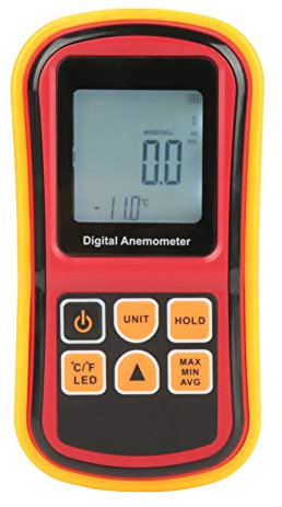 Tragbares Digitales Anemometer, Luftgeschwindigkeitstester, Windgeschwindigkeitsmesser mit LCD-Display, Umrechnung von 5 Luftgeschwindigkeitseinheiten, Hintergrundbeleuchtung,