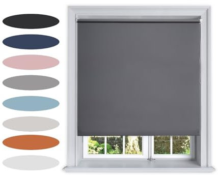 Lister Cartwright Blackout Plain Roller Blinds Windows Blind Easy Fit Child Safety Included (Dark Grey, 120 cm Width x 160 cm Drop)