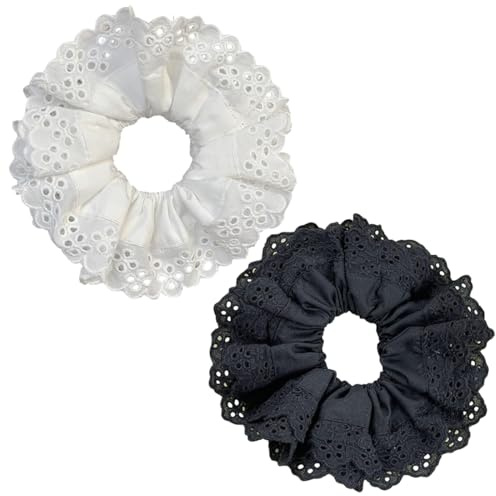 ZAMXHUG 2pcs Haargummi De Elastische Und Weiche Für Damen, Haargummis Scrunchies für Damen, Große Elastische Haarbänder Spitze Geeignet Für Frauen Dickes Und Langes Haar, Großes Lockiges Haar