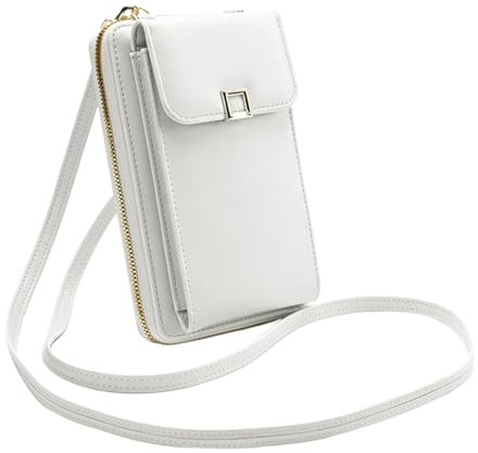 USHXVG 1 Long Crossbody Bag, White, 18*11*5cm, Women's Side Bag With Adjustable Shoulder Strap, Multi-Compartment Mobile Phone Bag