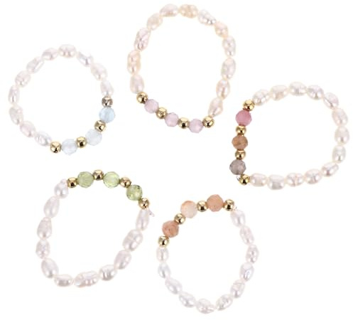 Healvian Wulstige Perlenring damenringe hand schmuck genschenkideen Schmuck für Hochzeiten pearl earrings Frauenring Mädchen Schmuck Perlenringe Fingerring handgefertigter Ring