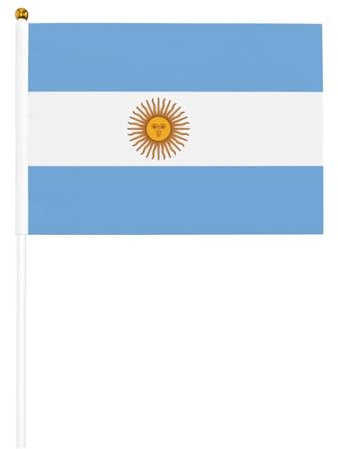 Bandiera argentina su entrambi i lati, 14 x 20,8 cm, per feste, eventi sportivi e tifosi
