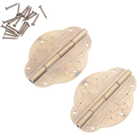NUOBESTY Charnières en Laiton Antique Décoratives 2 Pièces, Faciles à Installer pour Boîtes à Bijoux Adaptées aux Boîtes à Bijoux et Coffrets en Bois