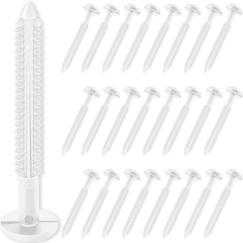 SUNDISS 24 Pcs 3 Inch Vinyl Shutter Fastener Window Panel Peg Lok Pin Pegs Screws Shutter Spikes Anchor for Installing Decorative Exterior Vinyl Shutters (White)