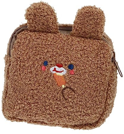 FOYTOKI 1pezzi Borsa in Peluche Per Assorbenti Mestruali Porta Cosmetici Coniglio Ricamato Resistente e Duraturo Per Cellulari e Chiavi