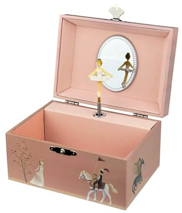 Egmont Toys Musikalische Schmuckdose – Schmuckkästchen Handkurbel-Spieluhr „Ballerina“ in 6 Designs Spiegel & Stauraum, ideal Geschenk ab 3 Jahren (Prinzessin)