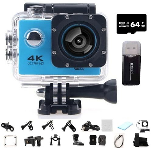 Roamix Vision 4k actionkamera, 140° ultravidvinkel WiFi-videokamera, vattentäta sportkameror för fotografering och dykentusiaster, spela in varje ögonblick i livet (svart, 64G)