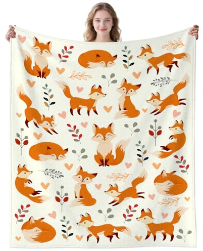 Fuchs Decke Geschenk für Kinder und Erwachsene, Füchse Zubehör Deko Lustige Decke für besondere Fuchsliebhaber, Lustiges Geschenk für Fuchsliebhaber Frauen Mädchen Männer 100 x 130cm (40 x 50 Inch)