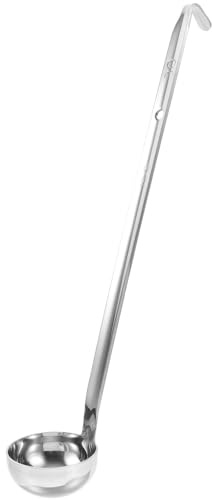 TOYANDONA Cucharón Medidor de Acero Inoxidable con Gancho y Mango Ergonómico para Servir Sopa Cuchara Dosificadora de Resistente y Pulida para Cocina y Catering