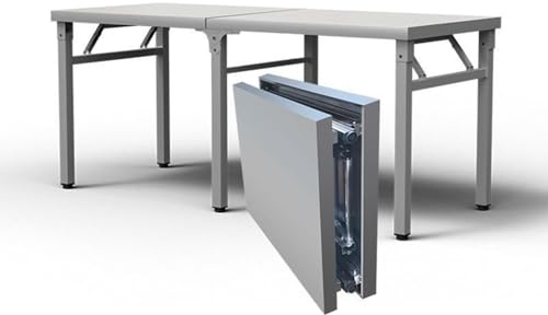 JIHAJU Tavolo pieghevole commerciale, tavolo da lavoro pieghevole in acciaio inox, piano aperto con piedi regolabili, per cucina, ristorante, garage, magazzino o sala manutenzione(200 * 80 * 75cm)