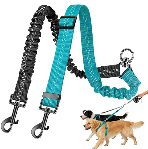 1 pcs Laisse pour 2 Chiens,Double réglable Laisse pour Chien,360° rotative Double Laisse Anti-Enchevêtrement Réfléchissante,Convient aux Petits, Moyens et Grands Chiens