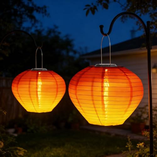 Solar Lampions Außen Wetterfest, 2 Stück 30CM Lampions Solar Außen Hängend LED Solarlampions für Außen Wetterfest Solarlaterne Hängende Gartenlaterne Solarlampen für Garten Balkon Terrasse (D)
