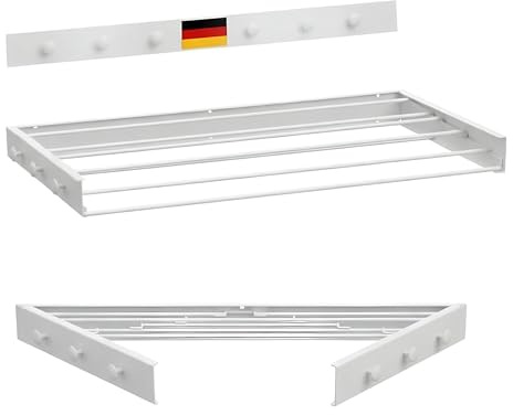 averon Wäscheständer Wandmontage ausziehbar, 80 cm, platzsparend | Wandwäschetrockner aus Metall/Aluminium · 4 m Trockenlänge · bis 30 kg · nur 10,5 cm tief · einfache Montage · für Bad/Balkon