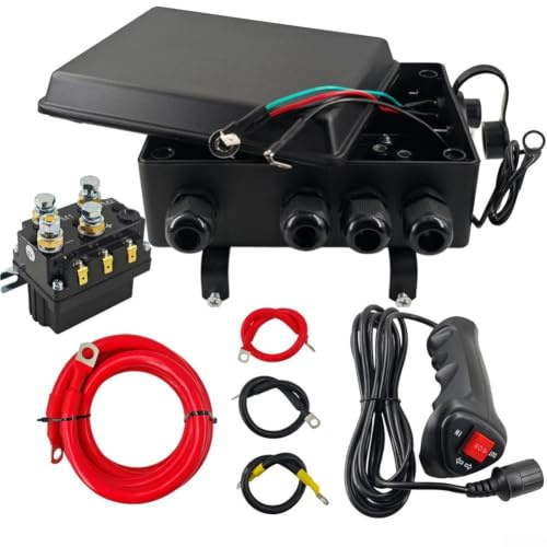 12 V 500 A para relé de contacto solenoide pesado con caja de control y mando a distancia manual, carcasa impermeable de ABS con protección contra sobrecarga para cabrestantes eléctricos de 12 V CC