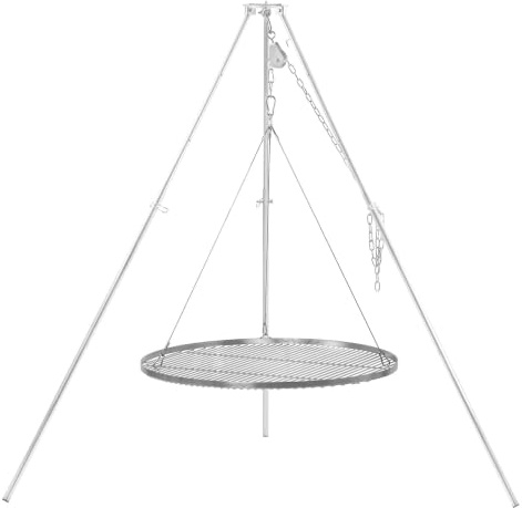 BBQ-Toro Barbacoa giratoria con tres patas de 80 cm de diámetro, hierro galvanizado, altura regulable 119 – 184 cm, trípode para brasero, parrilla giratoria sin brasero, barbacoa de jardín