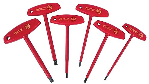 Wiha 33490 T-Handle Hex Driver Set, Inch, 1000 Volt, 6 Piece