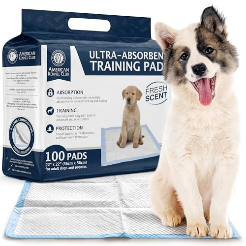 American Kennel Club Scented Puppy Training Pads with Ultra Absorbent Quick Dry Gel - 22x22 Pee Pads for Dogs - Fresh Scented - 100 Pcs