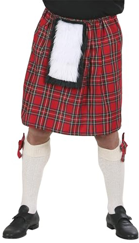 W WIDMANN MILANO Party Fashion - Jupe écossaise pour Adultes, Jupe à Carreaux, Kilt, Tartan, Carnaval, soirée à thème