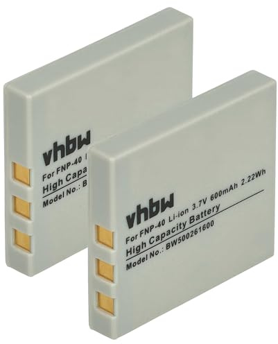 vhbw 2 x batteri kompatibel med Easypix VX1400HD | VX1400, SDV1200, S530, DVC5308HD, DVC5308, V600, TS530-kamera (500 mAh, 3,6 V, Li-Ion)