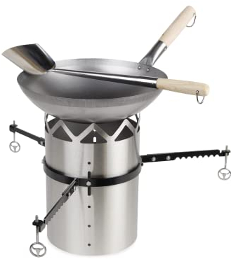 MOESTA-BBQ 10118 WOK'N BBQ – Kit Complet pour Barbecue sphérique 50 cm de diamètre – Insert de Barbecue Wok, poêle Wok, cuillère Wok, déposer