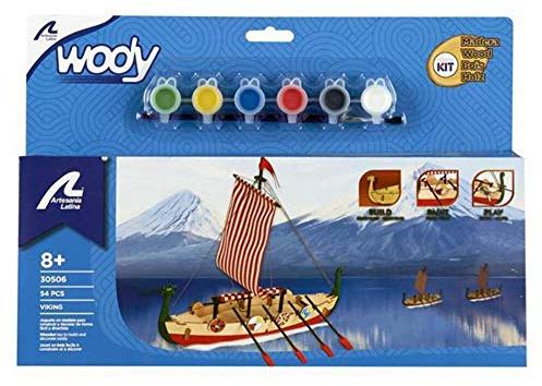 Artesanía Latina – Träfartygsmodell för Barn +8 – Vikingaskepp, Drakkar Viking - Modell 30506N, 59 Delar - Modeller att Montera – Nybörjarnivå