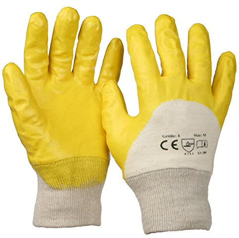 SBS® Nitrilhandschuhe | Size 8 | 12 Paar | Gelb | weitere Größen wählbar 7 S, 8 M, 9 L, 10 XL, 11 XXL | mit Strickbund | Arbeitshandschuhe