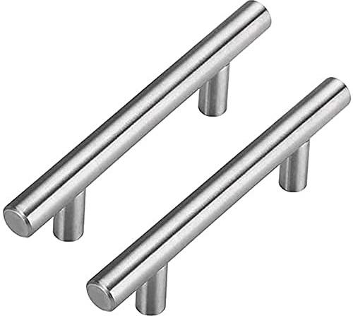 Goldenwarm 10 Pack Brushed Nickel Drawer Handles 96mm Hole Center Kitchen Cupboard Handles Silver Drawer Pulls Stainless Steel