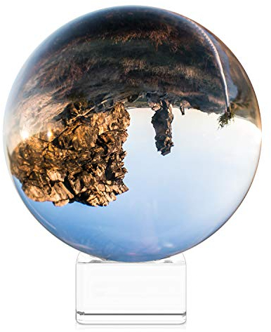 Navaris Glaskugel für Fotografie und Deko - Glaskugel Wahrsagerkugel aus K9 Glas - Hexenkugel Fotokugel mit Glasständer - Lensball für Fotografie - Crystal Ball - Ø 100mm