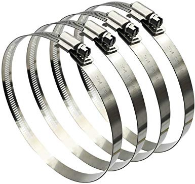 141-165mm Hose Clips, 4Pcs Adjustable 304 Stainless Steel Duct Clamps | Hose Clamp Pipe Clamp Air Ducting Clamp Worm Drive Hose Clamps for Ventilation Pipe Exhaust Hose
