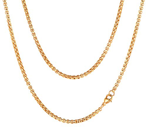 FaithHeart Herren Kette, Edelstahl 3mm/6mm Venezianerkette 45cm-80cm lang, Kette ohne Anhänger Punk Halskette, Personalisierte Kette für Geburtstag Valentinstag Weihnachten