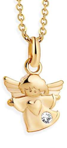 fish Goldene Halskette Mit Schutzengel-Anhänger Aus Hochwertigem 333er Gold Für Mädchen