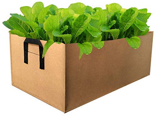 3 Stücke Pflanzsack Kartoffel Pflanztasche aus Vliesstoff Pflanzengefäße mit Griffen Rechteck Große Kapazität Pflanzbeutel für Kartoffel, Tomaten, Blumen, Gemüse (Große Größe(60cmx30cmx20cm), Braun)