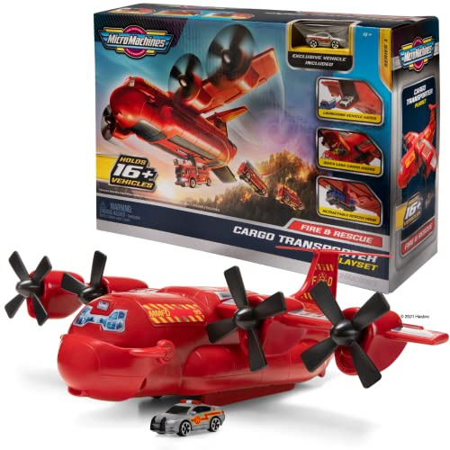 Jazwares Machines MMW0080 Feuerwehr Fracht Flugzeug Spielset mit 1 exklusiven Fahrzeug für Kinder ab 4 Jahren bunt