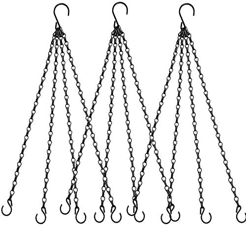Heybe Hanging Baskets Chains 23 Inches 4 Leads Hanging Chains Flower Pot Hanger Replacement Plant Hangers for Planters and Lanterns, 3 Sets (Black)