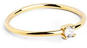 SINGULARU - Bague Single Spark. Argent 925 avec finition plaqué or 18 kt. Style solitaire. Bijoux pour femme. Taille 16